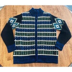 G-Star RAW Rib Jacquard Wool Zip Up Cardigan Men’s M Hudson Blue
